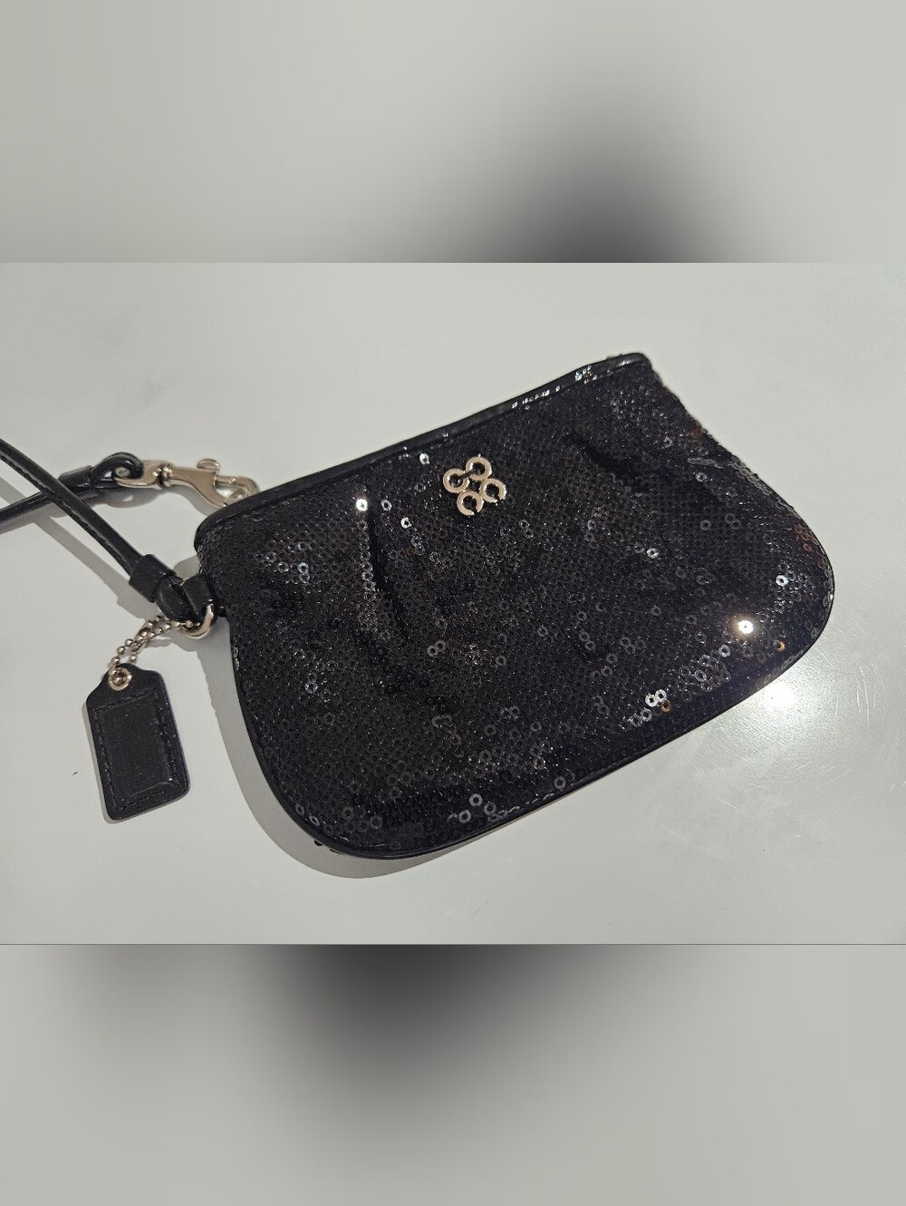 Coach Mini Wristlet Black With Sequins